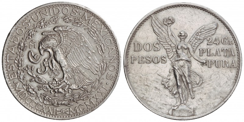 2 Pesos. 1921. 26,59 grs. AR. Centenario Independencia. (Pequeños golpecitos). K...