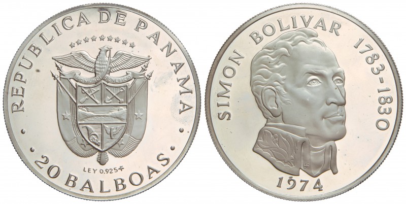 20 Balboas. 1974. 131,70 grs. AR. En estuche original, con certificado. KM-31. P...