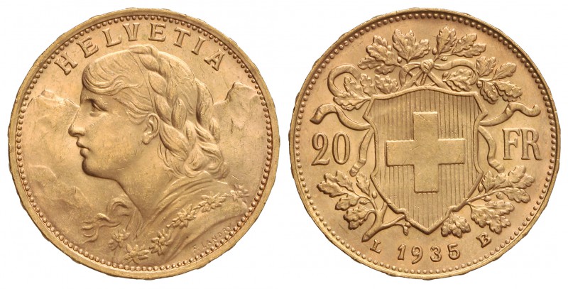 20 Francos. 1935-LB. 6,45 grs. AU. KM-35.1. EBC+.