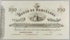 Facsímil 200 Pesos Fuertes. (1894). BANCO DE BARCELONA. (Doblez central superior y en margen superior derecha y levísimas manchitas del tiempo). Ed-A5...