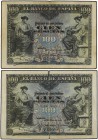 Lote 2 billetes 100 Pesetas. 30 Junio 1906. Sin Serie y Serie A. (Roturas). Ed-313, 313a. MBC-.