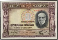 50 Pesetas. 22 Julio 1925. Ramón y Cajal. Sin Serie. Ed-366a. SC.