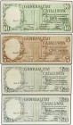 Lote 4 billetes 2,50 (2). 5 y 10 Pessetes. 25 Setembre 1936. GENERALITAT DE CATALUNYA. 2,50 Pesetas numeración en negro y en rojo. (Alguna manchita). ...