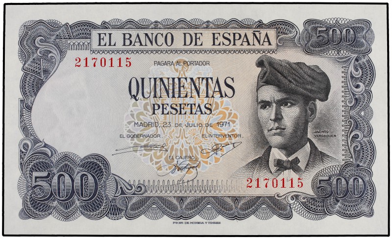 500 Pesetas. 23 Julio 1971. Verdaguer. Sin Serie. Ed-473. SC.