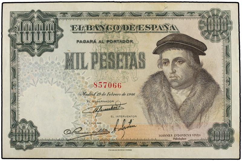 1.000 Pesetas. 19 Febrero 1946. Vives. (Arrugas y manchitas del tiempo). A EXAMI...