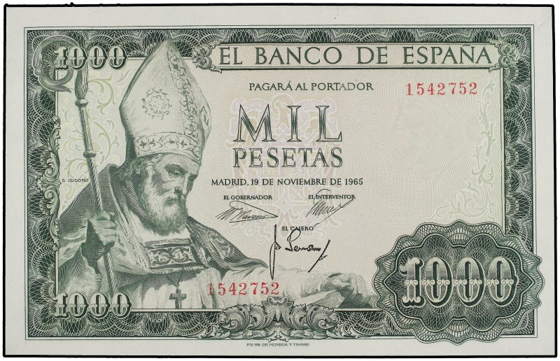 1.000 Pesetas. 19 Noviembre 1965. San Isidoro. Sin Serie. Ed-471. SC.