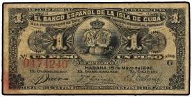 Lote 10 billetes 1 Peso. 15 Mayo 1896. EL BANCO ESPAÑOL DE LA ISLA DE CUBA. Ed-70. MBC- a MBC.