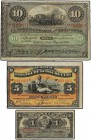 Lote 3 billetes 1, 5 y 10 Pesos. 15 Mayo 1996. EL BANCO ESPAÑOL DE LA ISLA DE CUBA. El de 5 y 10 Pesos con sobrecarga PLATA. Ed-71, 81, 82. EBC-.