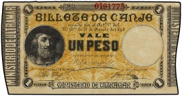 1 Peso. 17 Agosto 1895. MINISTERIO DE ULTRAMAR. PUERTO RICO. Sello en seco CANJE DE PUERTO RICO. Ed-11. EBC-.
