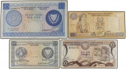 Lote 4 billetes 250 Mil y 5 Libras. 1972 a 2001. CHIPRE. (Alguno con roturas). Pick-41, 44, 46, 60. MBC a MBC+.