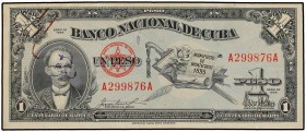 1 Peso. 1953. CUBA. José Martí. Manifiesto de Montecristi. (Manchitas de óxido de clip y grafitis en busto). Pick-86. EBC.
