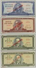 Lote 4 billetes 1 (2), 10 y 20 Pesos. 1968 y 1978 (3). CUBA. Pick-C6, CS12 (3). SC.