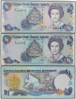 Lote 3 billetes 1 Dólar. 1998, 2001 y 2006. ISLAS CAIMÁN. Pez y coral. Pick-21a, 26b, 33a. SC.