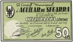50 Cèntims. 27 Abril 1937. C.M. d´AGUILAR DE SEGARRA. AT-14a. SC .