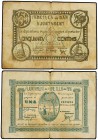 Lote 2 billetes 50 Cèntims y 1 Pesseta. 10 Juny 1937. Aj. de l´AMETLLA DE MAR. (Algo sucios. Uno, rotura). AT-140, 141. MBC.