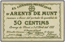 50 Cèntims. 5 Abril 1937. C.M. d´ARENYS DE MUNT. AT-193. EBC-.