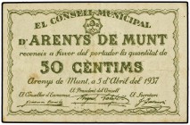 50 Cèntims. 5 Abril 1937. C.M. d´ARENYS DE MUNT. AT-193. EBC- .