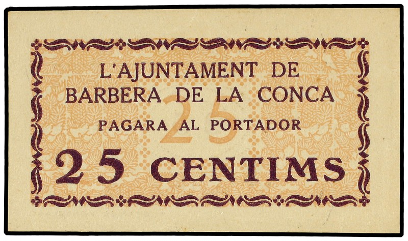 25 Cèntims. Aj. de BARBERÀ DE LA CONCA. ESCASO. AT-300. SC.