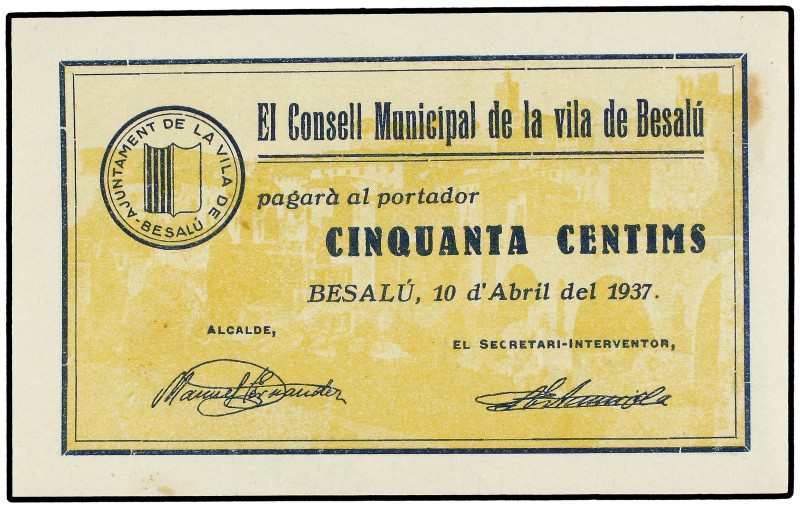 50 Cèntims. 10 Abril 1937. C.M. de BESALÚ. AT-429. EBC+ .