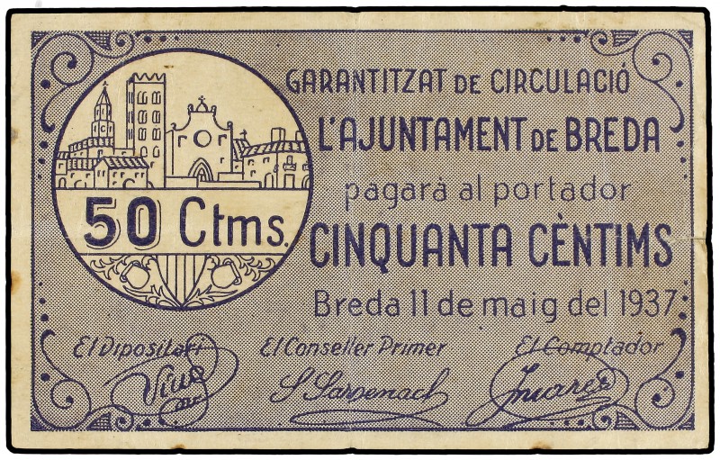 50 Cèntims. 11 Maig 1937. Aj. de BREDA. AT-534. MBC-.