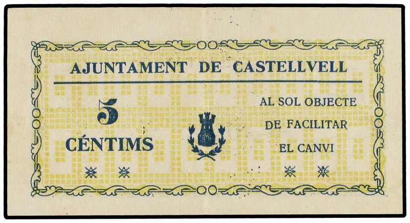 5 Cèntims. 5 Cèntims. Aj. de CASTELLVELL. ESCASO. AT-779. EBC.