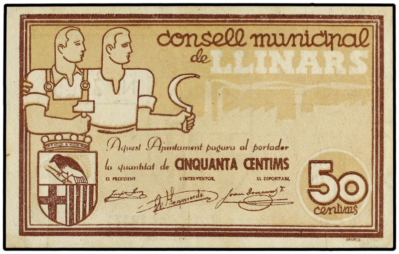 50 Cèntims. Juny 1937. C.M. de LLINARS. AT-1350. EBC.