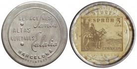 10 Céntimos. (1939-1945). ALMACENES SANTA EULALIA. BARCELONA. Al. Disco de aluminio con sello del Cid en reverso. L-1389. MBC+.