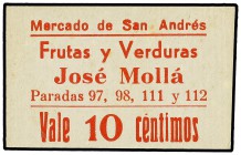 10 Céntimos. Mercado de San Andrés Frutas y Verduras JOSÉ MOLLÁ. Cartón. L-1601. SC.