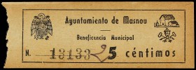 25 Céntimos. S/F. Ay. de MASNOU - BENEFICIENCIA MUNICIPAL. ESCASO (E). Allepuz-1. EBC+.