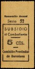 5 Céntimos. SUBSIDIO AL COMBATIENTE COMISIÓN PROVINCIAL DE BARCELONA. Allepuz-97. EBC+ .