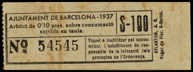 0,10 Pesetas. 1937. Aj. de BARCELONA. (Capicúa). ESCASO. Allepuz-252. EBC.