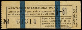0,05 Pessetes. 1937. Aj. de BARCELONA - ARBITRI. ESCASO. Allepuz-Barcelona 253. SC.