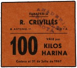 100 Kilos de Harina. PANADERÍA R. CRIVILLÉS DE MOYÁ. Cartón. SC.