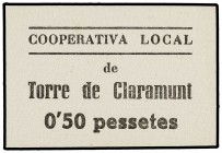 0,50 Pessetes. C.L. de TORRE DE CLARAMUNT. Cartón. L-No cat.; T-No cat. EBC+.