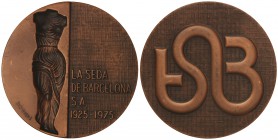 50 aniversari de la Seda de Barcelona. 1975. SUBIRACHS. Anv.: Figura clásica femenina. Rev.: Monograma de la Empresa. AE. Ø 60 mm. SM-14. SC.
