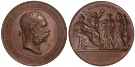 Medalla al Progreso. 1873. AUSTRIA. EXPOSICIÓN UNIVERSAL DE VIENA. Anv.: Busto de Francisco José I a derecha. Rev.: DEM FORTSCHRITTE. Alegorías. AE. Ø...
