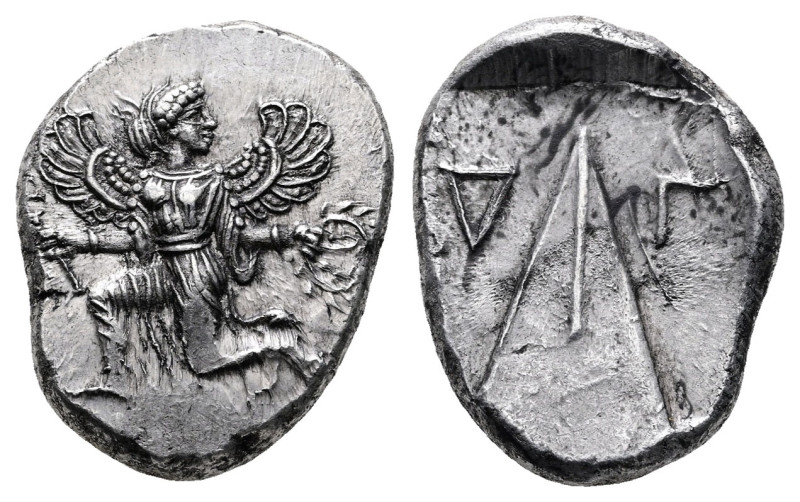 Caria. Kaunos circa 450-390 BC. 
Stater AR

25 mm, 11,71 g

Winged female f...