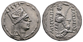 Kings of Armenia. Uncertain mint, possibly Samosata. Tigranes II "the Great" 95-56 BC. Official imitation struck under Antiochos I of Commagene. Struc...