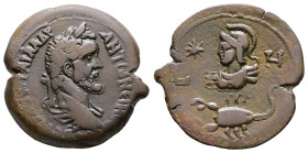 Egypt. Alexandria. Antoninus Pius AD 138-161. Zodiac series: Mars in Scorpio. Dated RY 8=AD 144/5. Drachm Æ