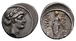 Q. Pomponius Musa 56 BC. Rome. Denarius AR