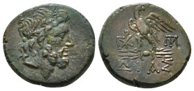 BITHYNIA. Dia. Ae(Circa 95-90 or 80-70 BC). Struck under Mithradates VI Eupator.
Obv: Laureate head of Zeus right.
Rev: ΔΙΑΣ. Eagle, with head right a...