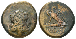 PAPHLAGONIA. Pimolisa. Ae (Circa 120-63 BC).
Obv: Laureate and bearded head of Zeus right.
Rev: ΠIMΩΛIΣΩN.
Eagle standing left on thunderbolt, head...