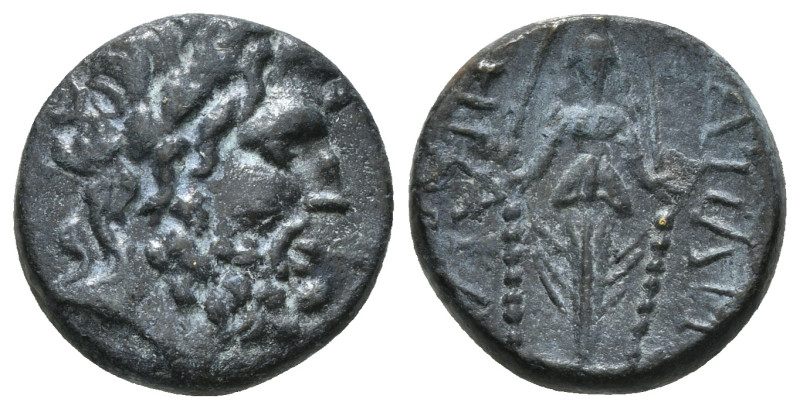 PHRYGIA. Apameia. Ae (Circa 100-50 BC).
Obv: Head of Zeus right, wearing oak wre...