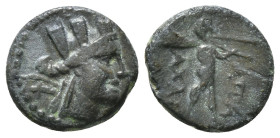 PHRYGIA. Apameia. Ae (Circa 88-40 BC).
Obv: Turreted head of Artemis-Tyche right, with bow and quiver over shoulder.
Rev: AΠAMEΩN.
Marsyas advancing r...