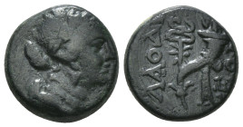 PHRYGIA. Laodicea. Ae (Circa 133/88-67 BC).
Obv: Diademed bust of Aphrodite right.
Rev: ΛΑOΔΙKΕΩΝ.
Filleted cornucopiae and filleted caduceus in inner...