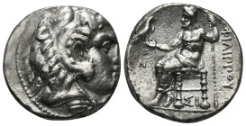 KINGS OF MACEDON. Philip III Arrhidaios (323-317 BC). Tetradrachm.
Obv: Head of Herakles right, wearing lion skin.
Rev: ΦΙΛΙΠΠΟY.
Zeus seated left, ho...