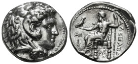 KINGS OF MACEDON. Alexander III 'the Great' (336-323 BC).Tetradrachm.
Obv: Head of Herakles right, wearing lion skin.
Rev: AΛΕΞΑΝΔΡΟY.
Zeus seated lef...