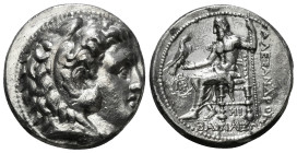KINGS OF MACEDON. Alexander III 'the Great' (336-323 BC).Tetradrachm.
Obv: Head of Herakles right, wearing lion skin.
Rev: AΛΕΞΑΝΔΡΟY.
Zeus seated lef...