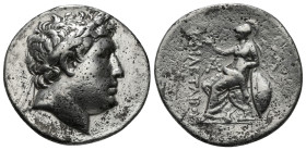 KINGS OF PERGAMON. Attalos I (241-197 BC). Tetradrachm. Pergamon. In the name of Philetairos.
Obv: Laureate head of Philetairos right.
Rev: ΦIΛETAIPOY...