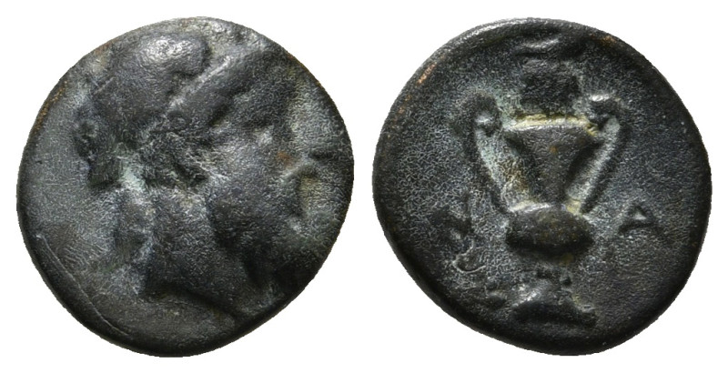 CYCLADES, Naxos. Circa 4th Century BC. Æ . Bearded head of Dionysos left / Kanth...